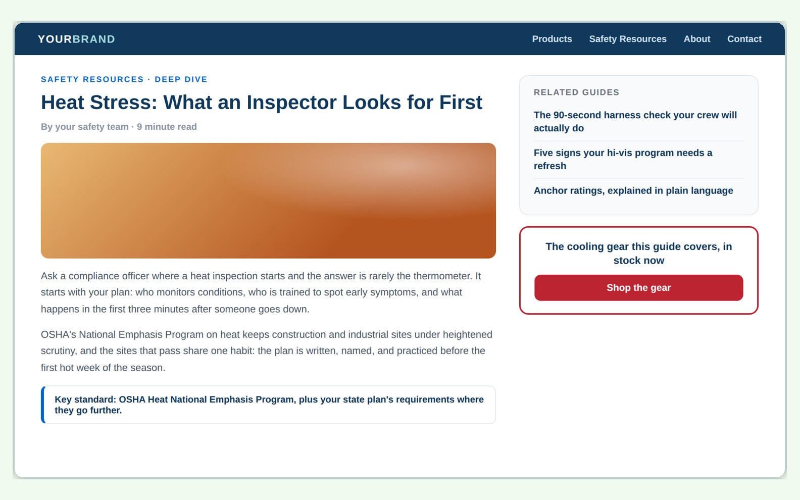 Deep-dive blog post on the distributor's site, with a shop-the-gear callout