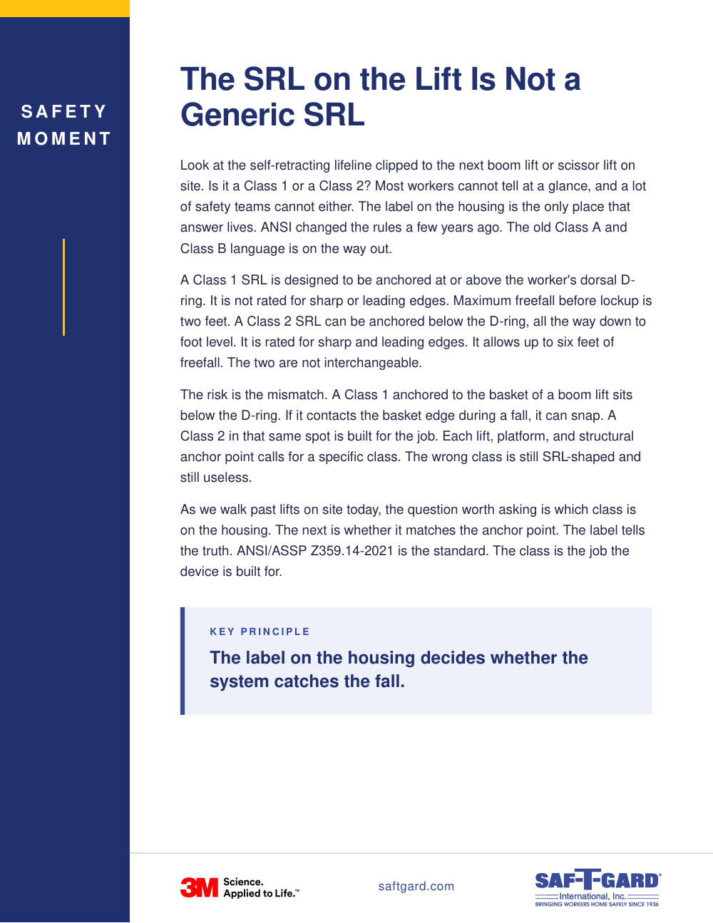 Saf-T-Gard and 3M Safety Moment one-pager