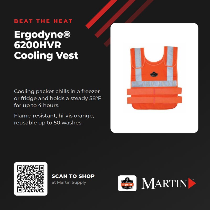 Martin Supply and Ergodyne product card with scan-to-shop QR code